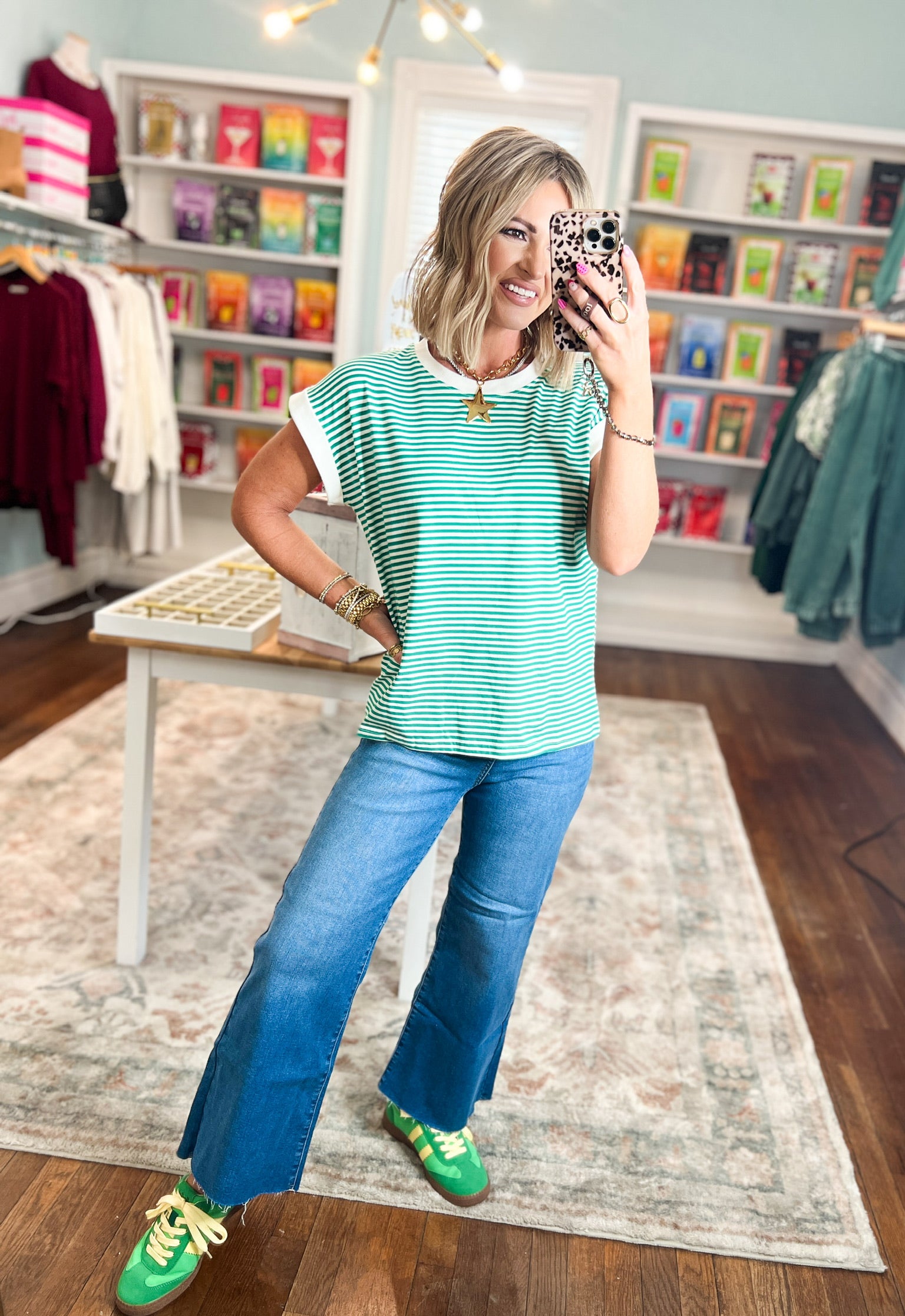 All You Need Stripe Top - Kelly Green