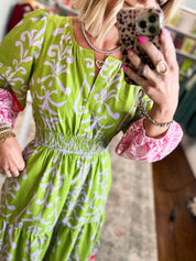 Way Back When Border Printed Dress