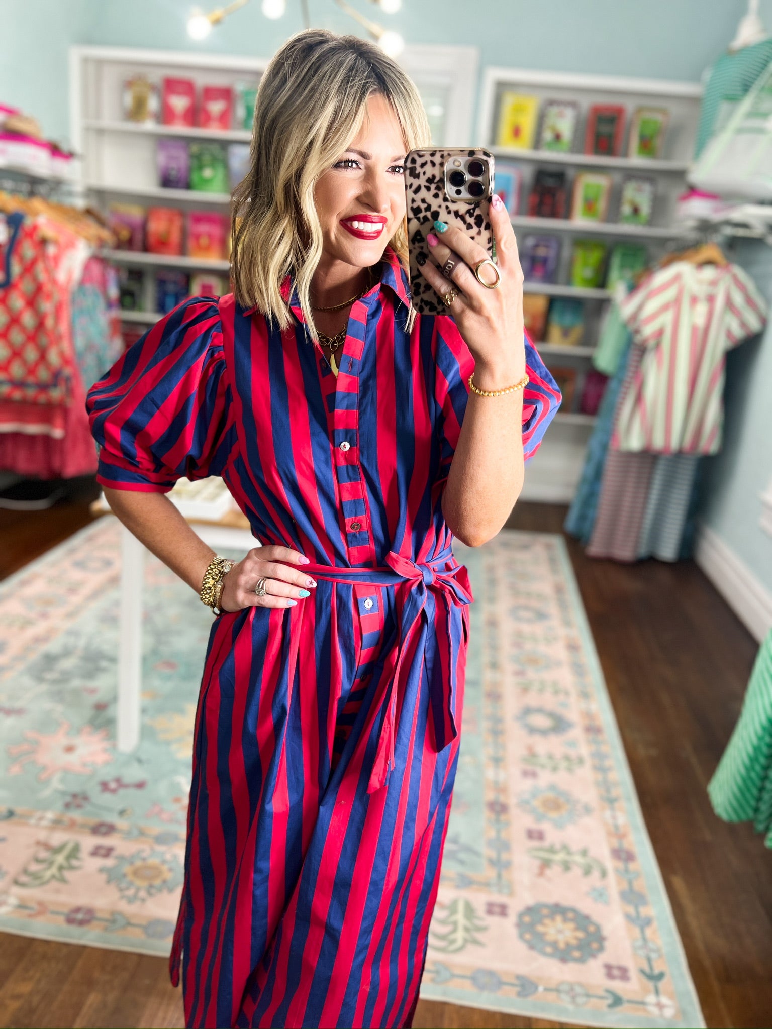 Round of Applause Striped Midi Dress