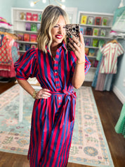 Round of Applause Striped Midi Dress