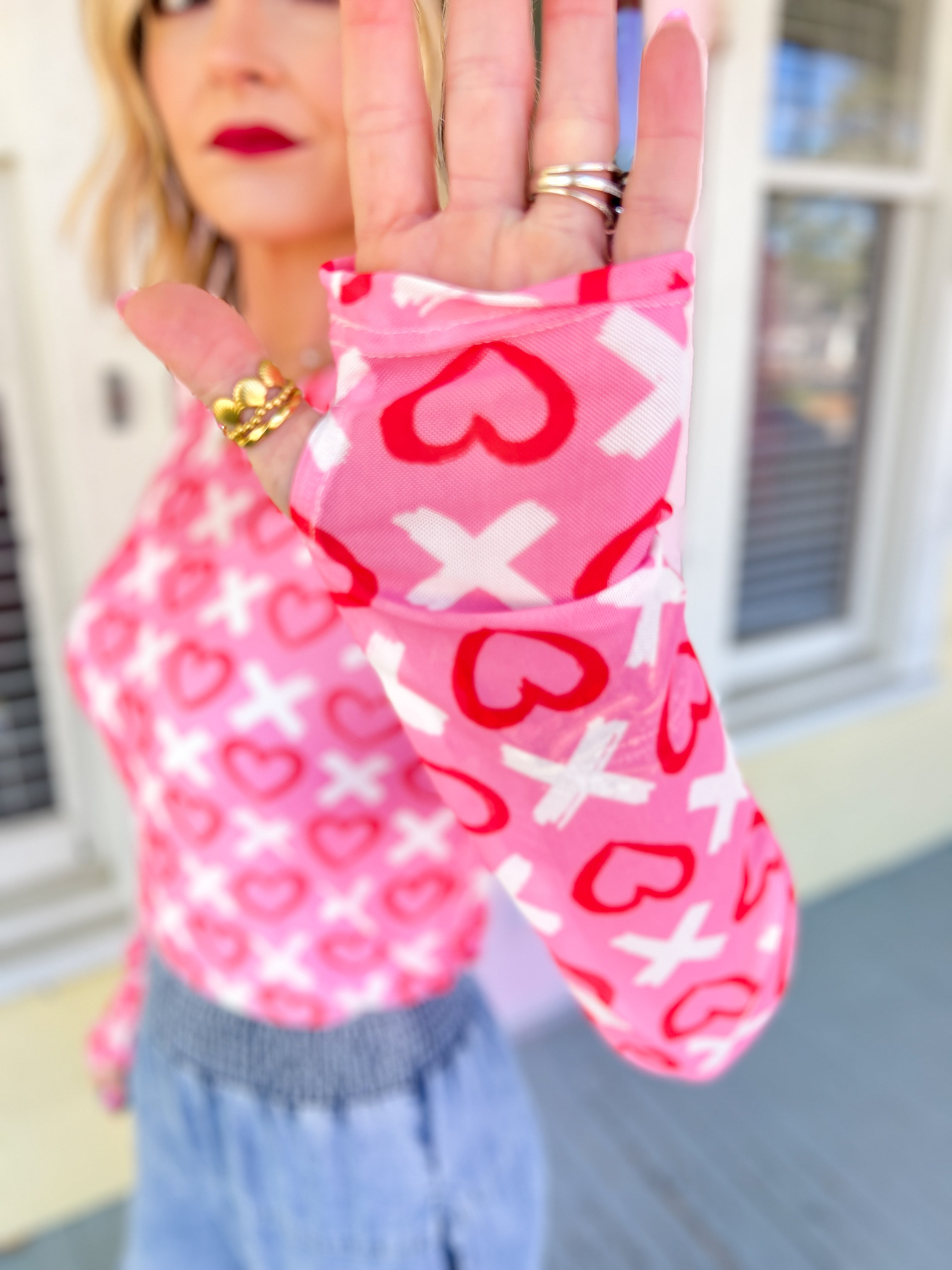 Valentines Dress It Up Mesh Top - X and Hearts