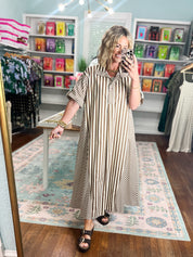 Mocha Charm Stripe Dress