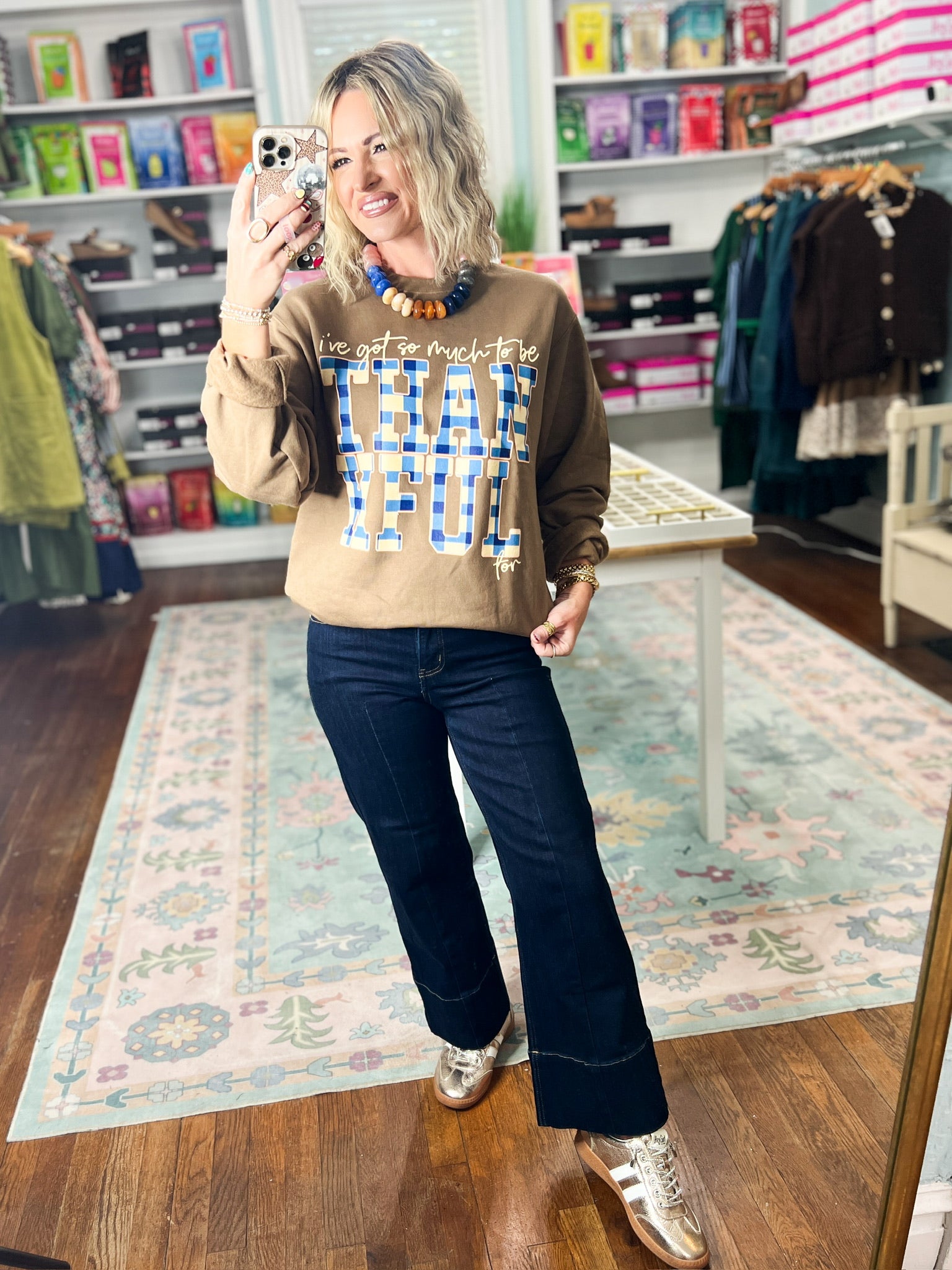 Thankful for Woodland Brown Crew Sweatshirt