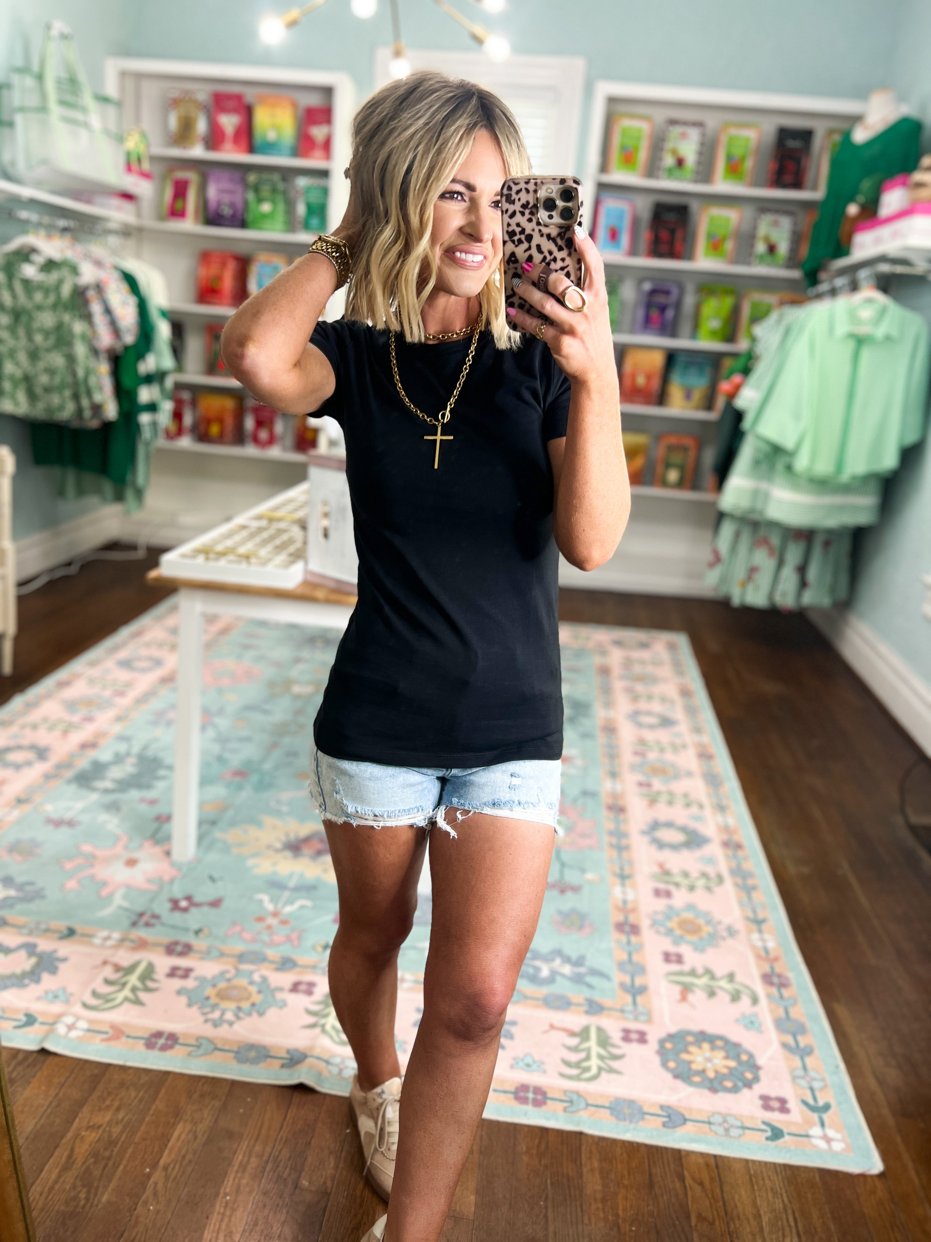 Basic Language Short Sleeve Top - Black
