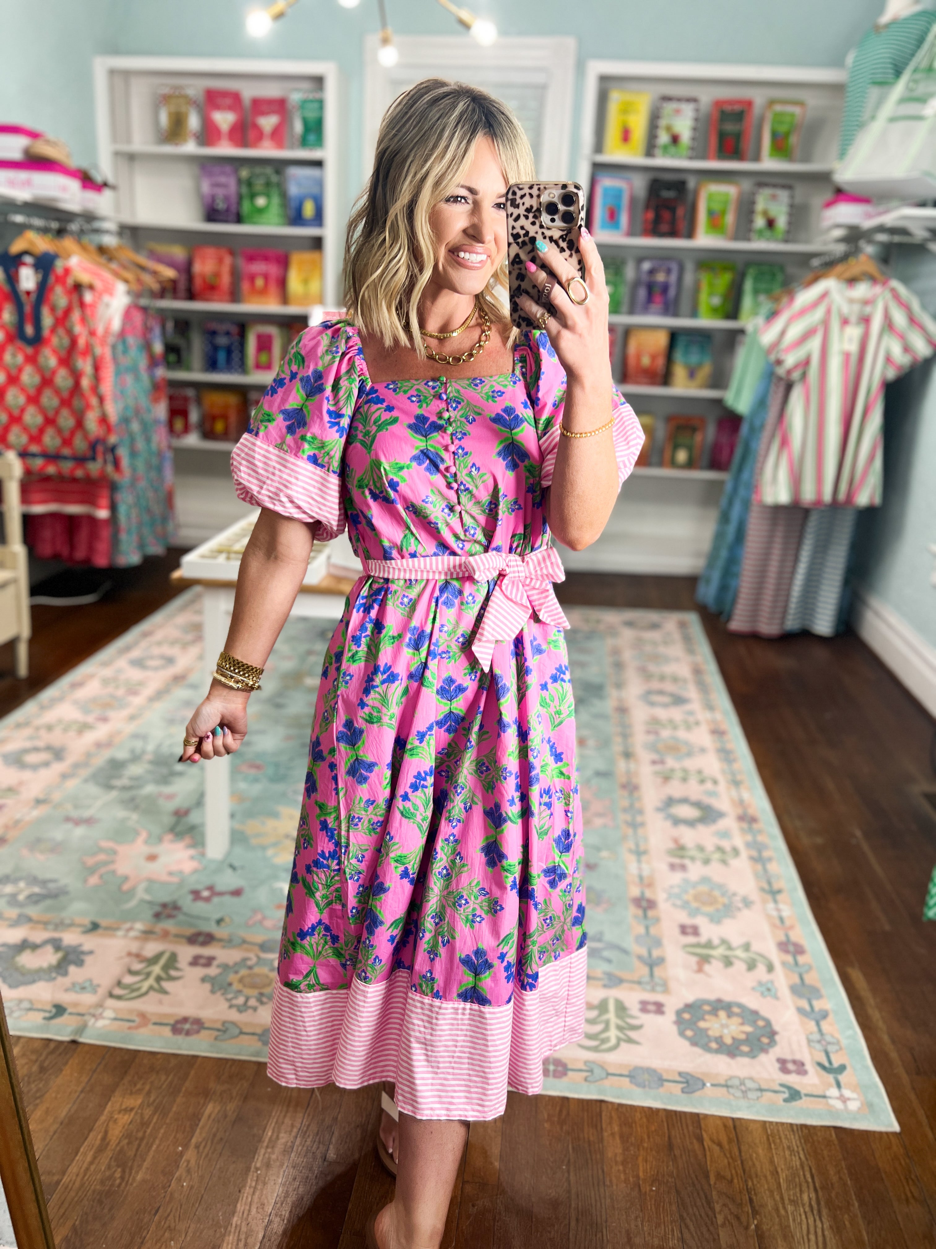 Something Special Botanical Print Midi Dress - Pink