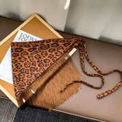 Leopard Print Tassel Triangle Belt Hip Scarf - Coffee