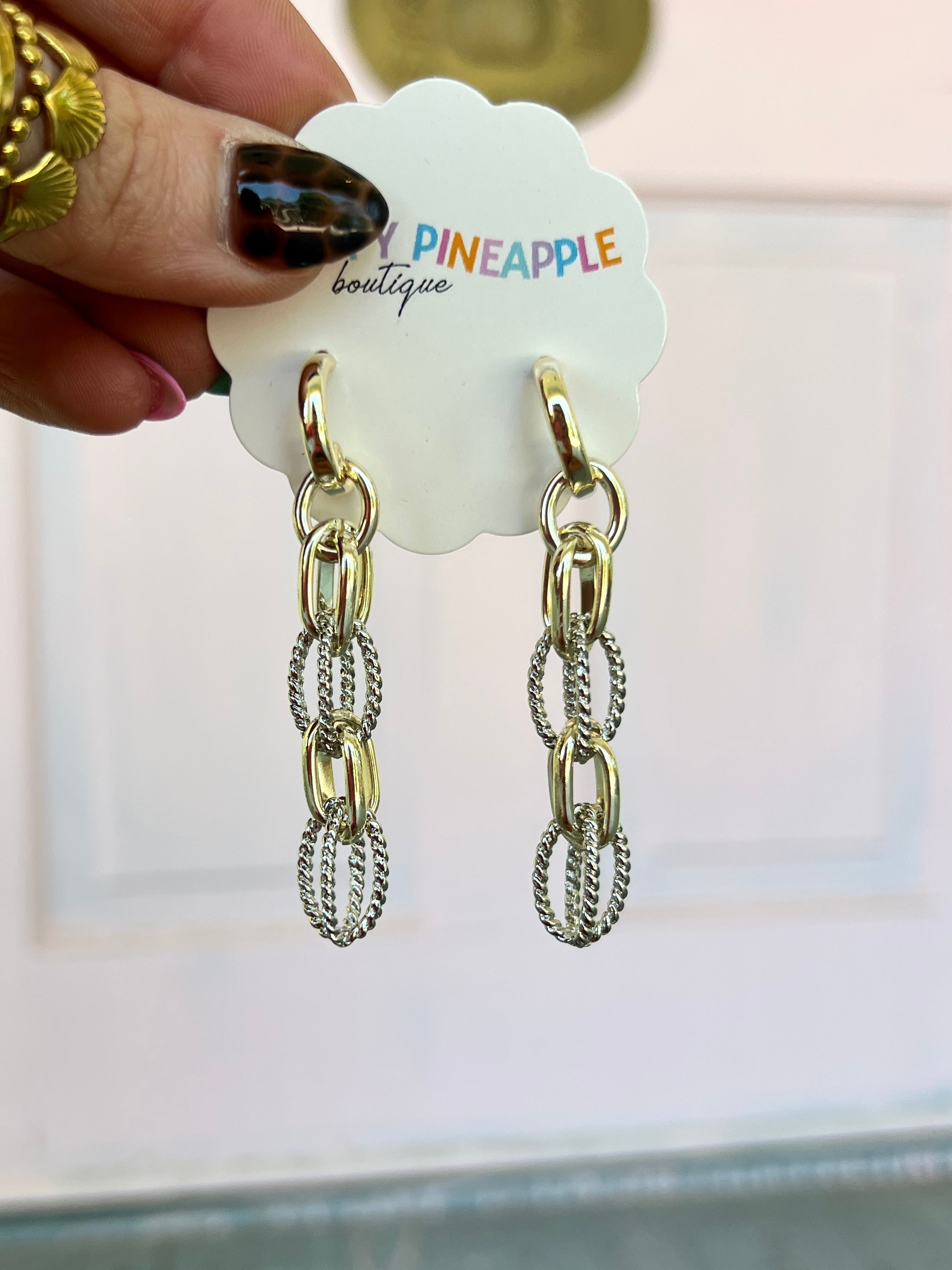 Two-tone Chain Earrings