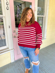 Sucker For You Striped Sweater - Cabernet