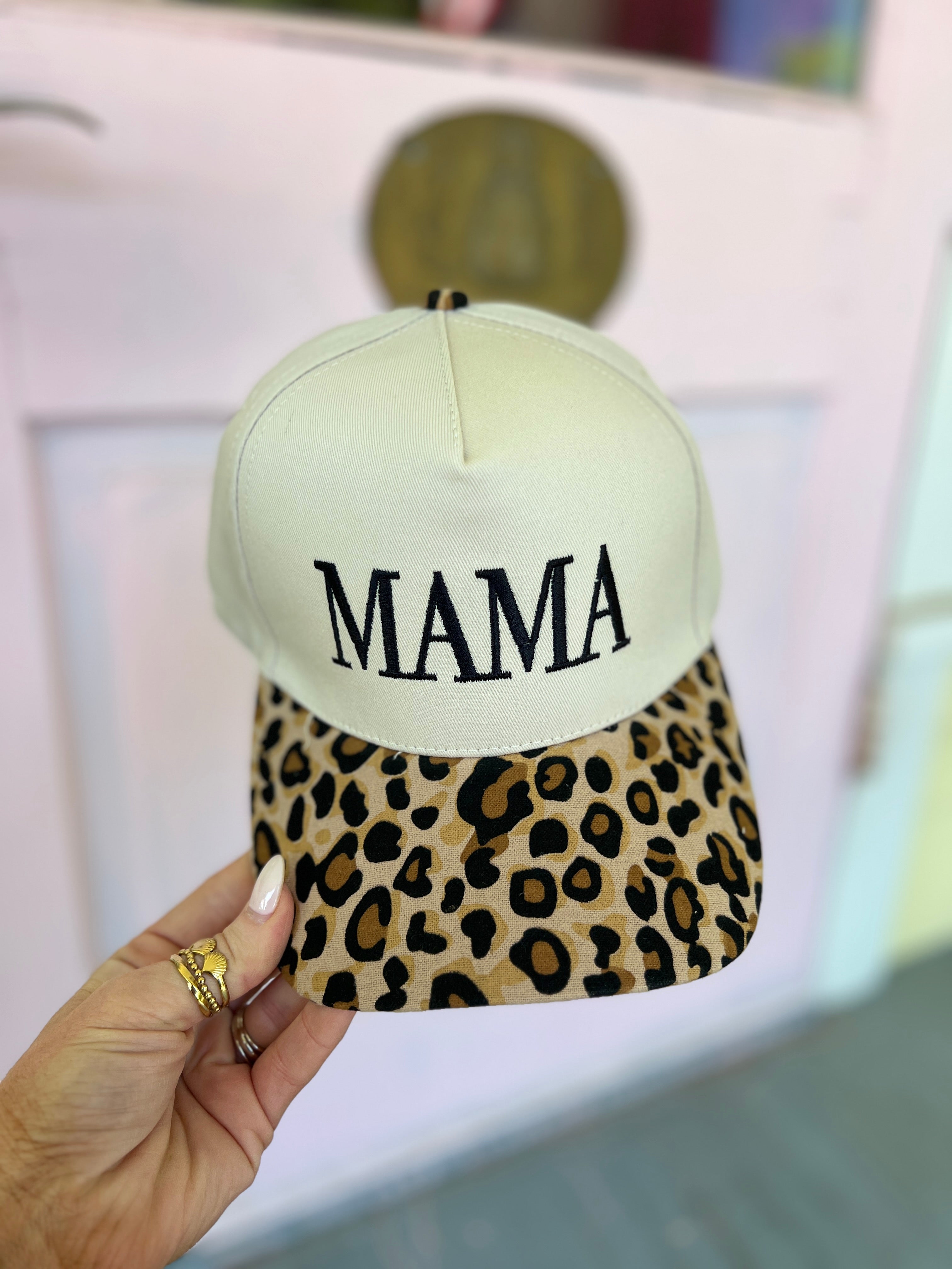 Mama Two Tone Canvas Cotton Cap - Leopard