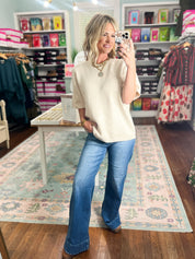 Consider It Covered Oversized Drop Shoulder Sweater - Oatmeal