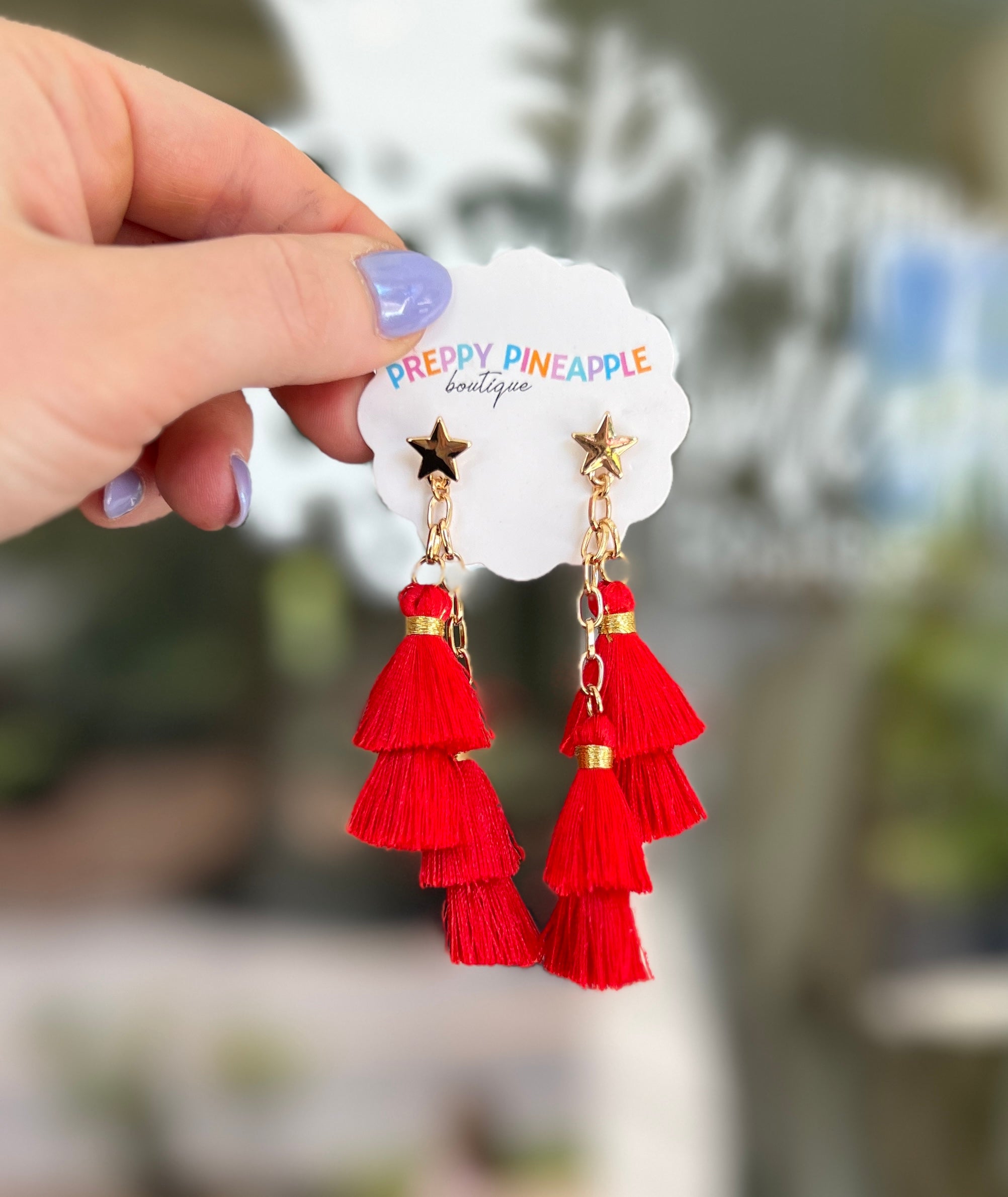 Star and Tassel Dangle Earrings