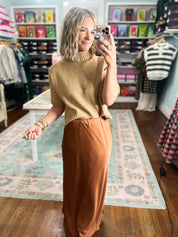 Shared With You Satin Skirt - Rust