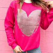 Pink Glitter Heart Crew