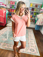 My Way Stripe Top - Coral