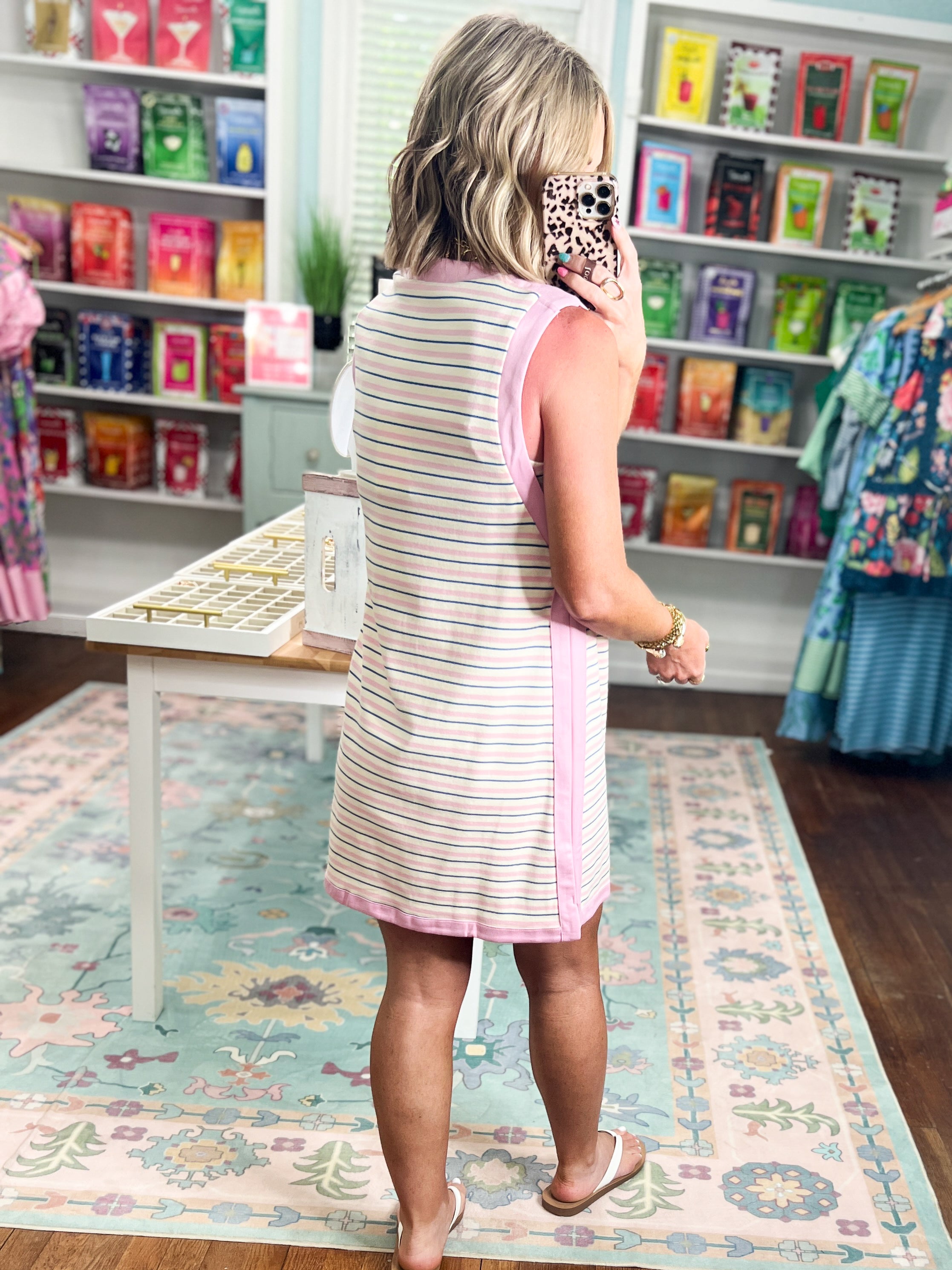 All the Best Striped Mini Dress - Pink