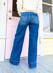 Risen |High Rise Ankle Wide Seam Detailed Jeans