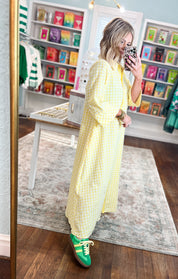 Little Moments Gingham Midi Dress - Lemon