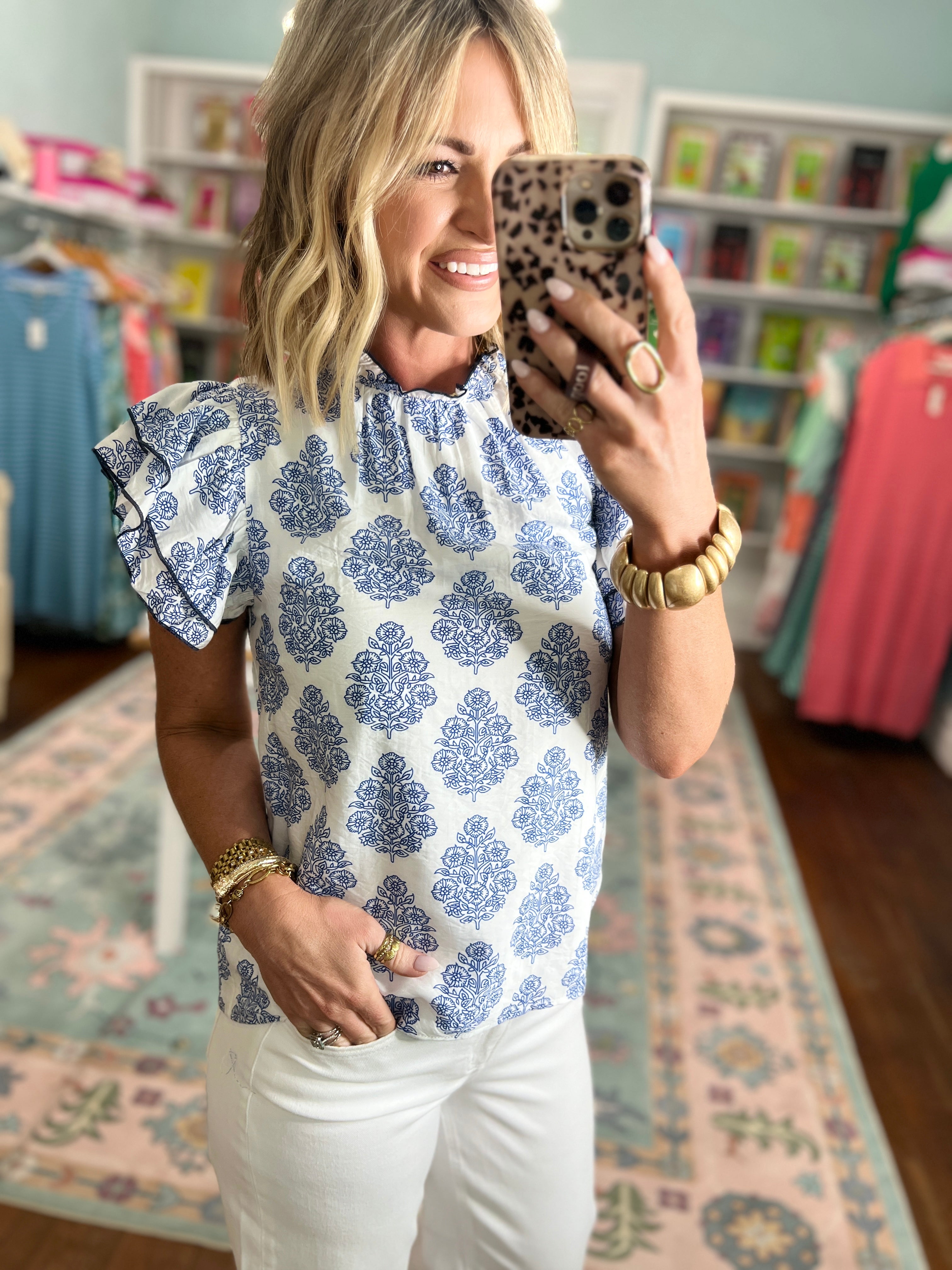 Captivating Grace Ruffle Sleeve Blouse