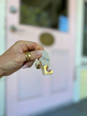 Resin Square Open Hoops - Ivory/Gold