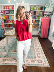 You Have My Attention Pleated Sleeveless Top