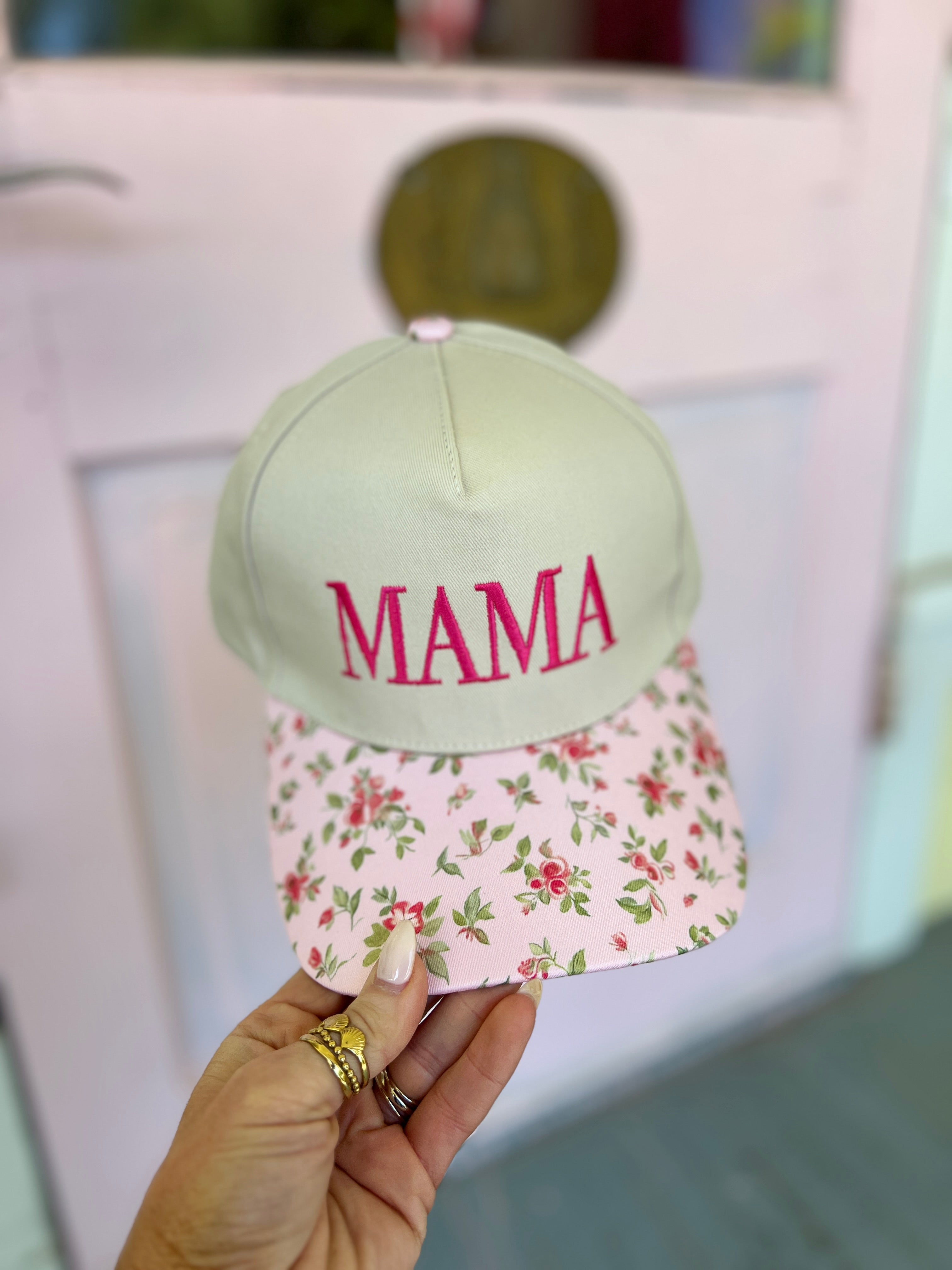 Mama Two Tone Canvas Cotton Cap - Floral