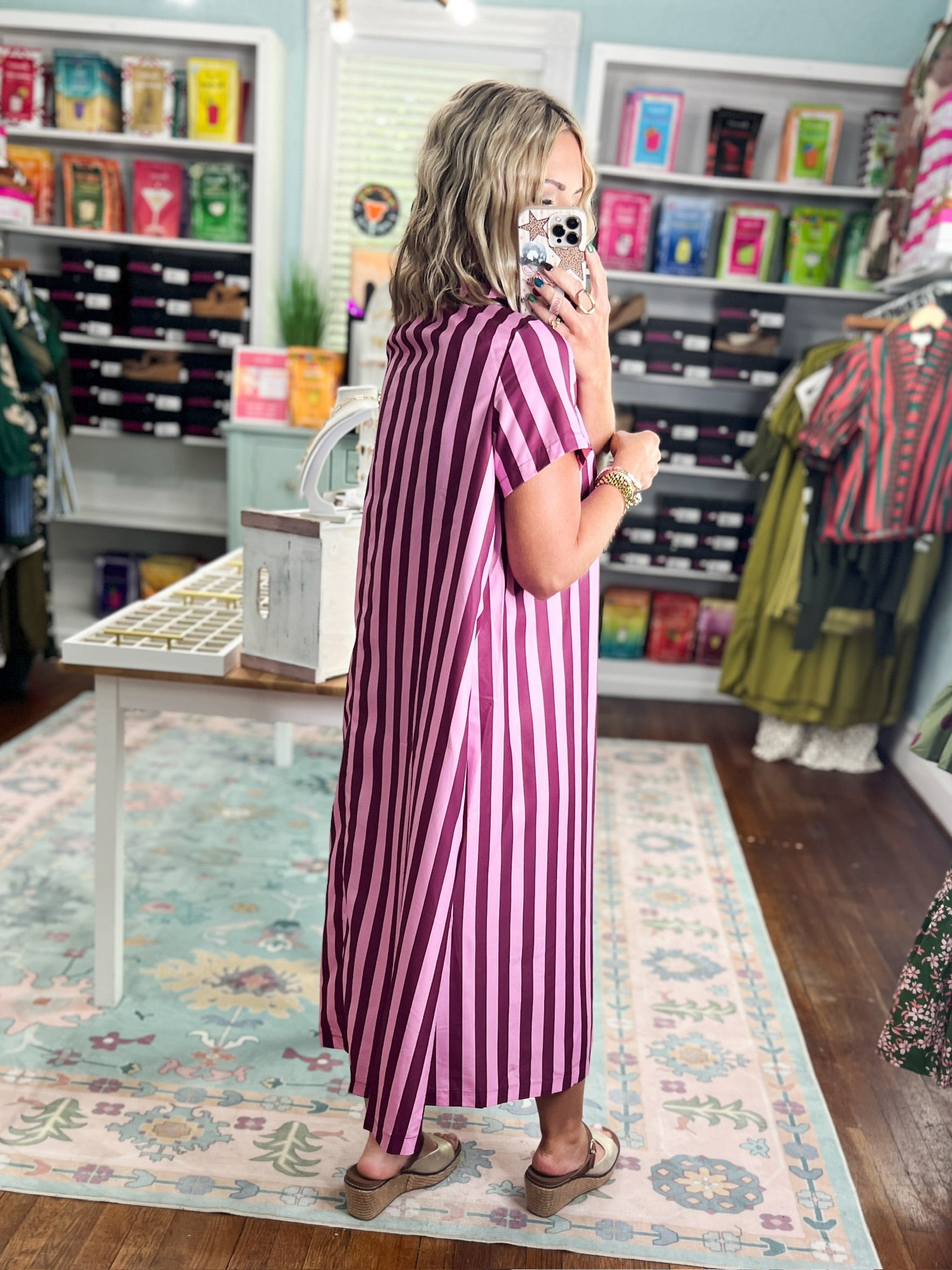 Perfect For You Striped Midi Dress - Plum