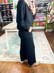 Effortless Fit Modal Cropped Wide PANT - Black