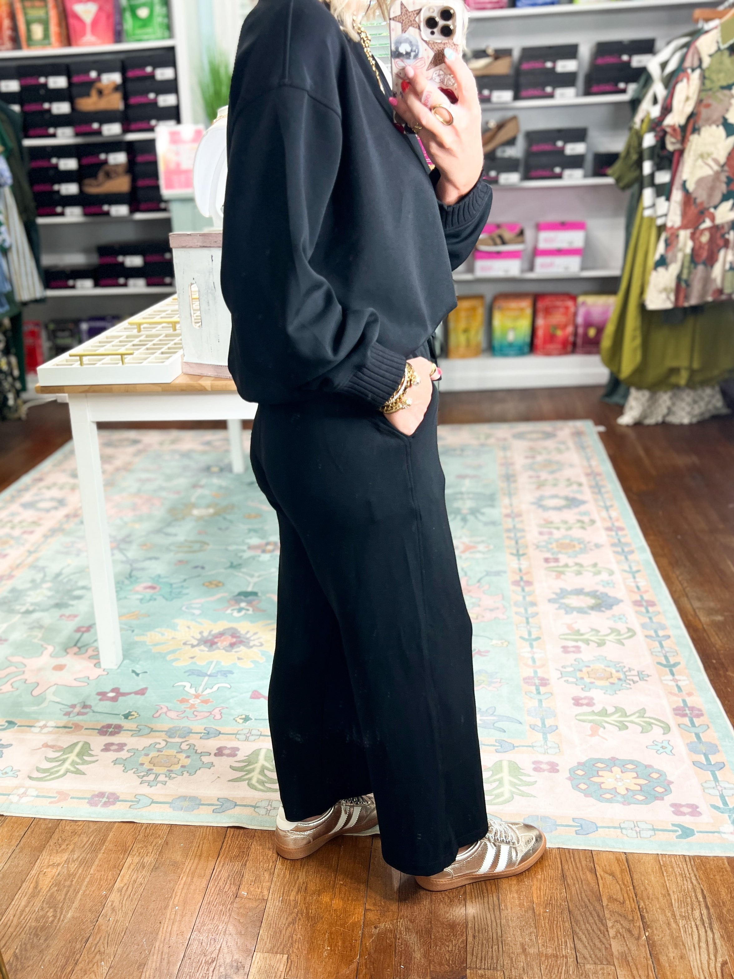 Effortless Fit Modal Cropped Wide PANT - Black