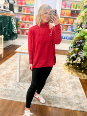 Full of Warmth Turtle Neck Sweater - Dk. Red