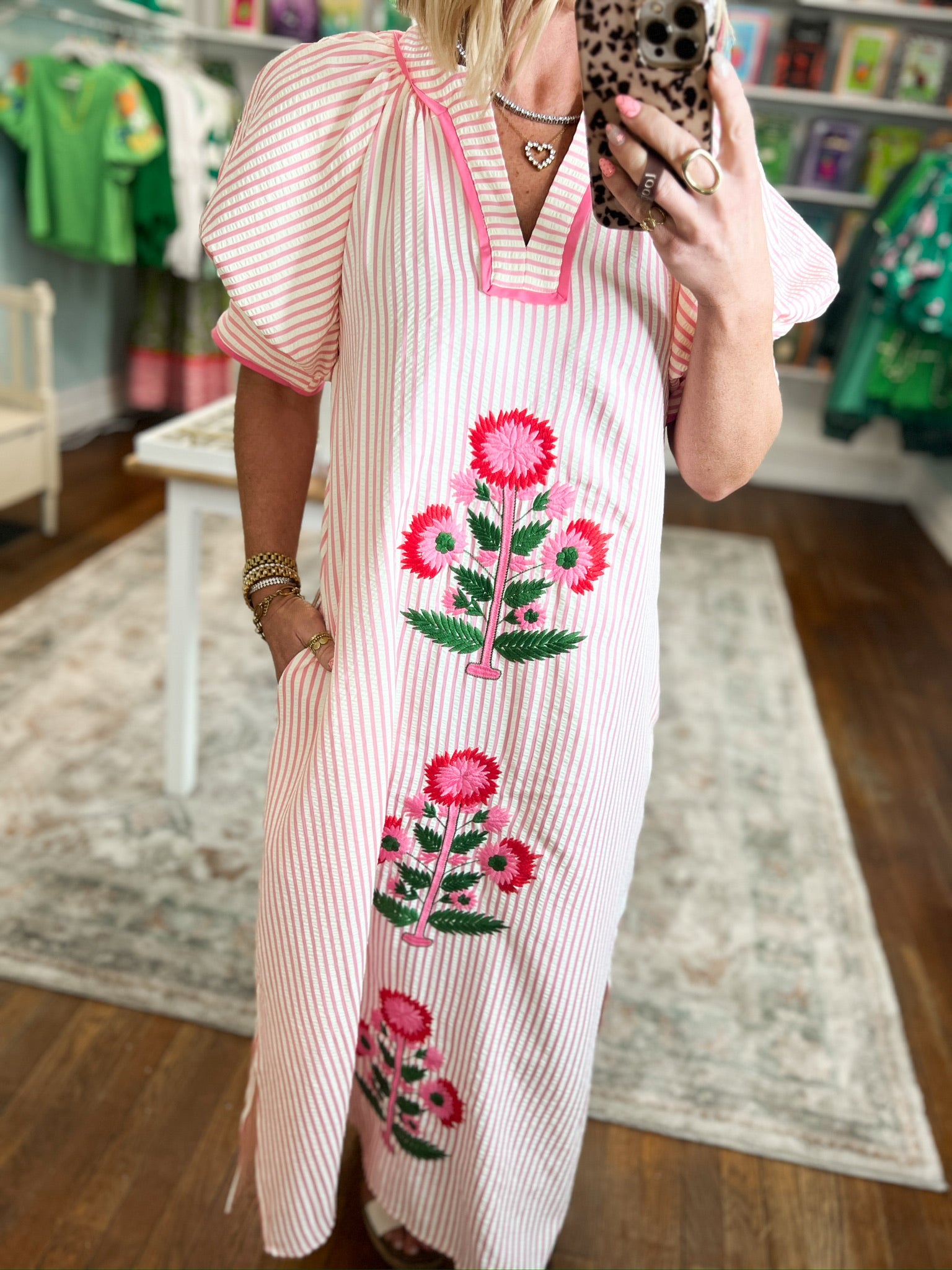 Bloom Bright Striped Midi Dress - Pink