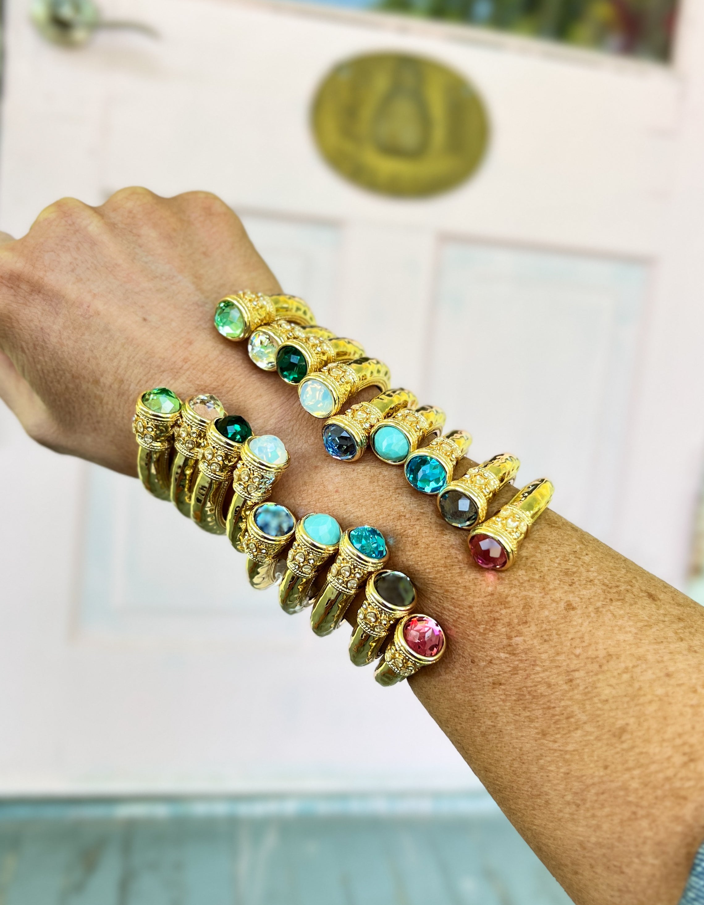 Jewel End Antique Cuff Bracelet- Fuchsia