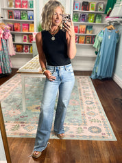 Risen |Tummy Control Mid Rise Wide Jeans