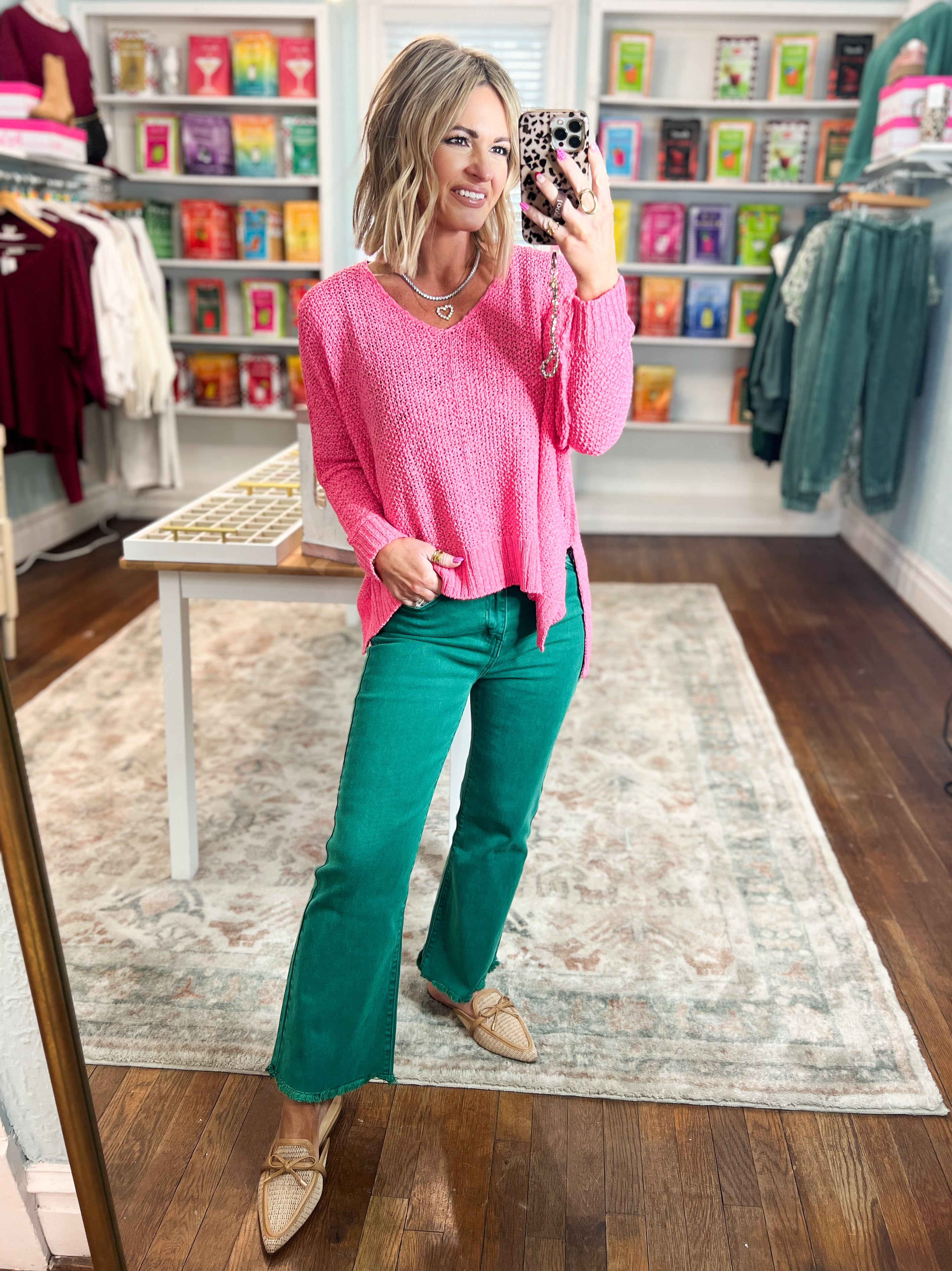 Come As You Are Bootcut Denim Pants - Dark Green