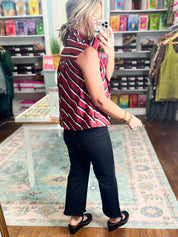 Polished Path Stripe Top - Burgundy