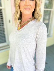 Clean and Simple V-Neck Top - Oatmeal