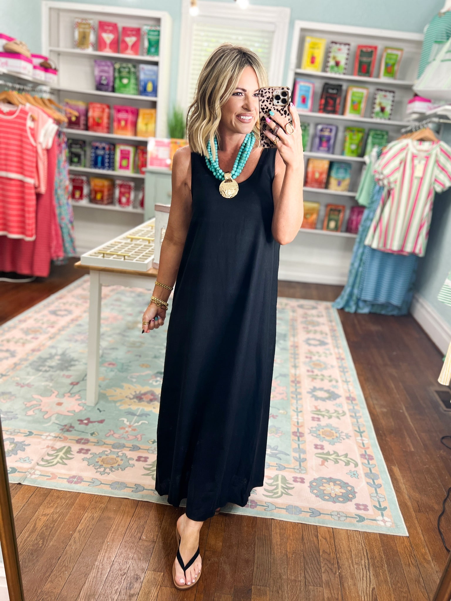 On the Daily Linen Maxi Dress - Black