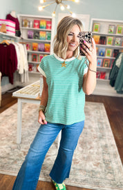 All You Need Stripe Top - Kelly Green