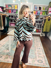 A Pattern of Distinction Animal Print Top - Lt. Blue