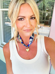 Lillie Scarf Charm Necklace - Blue Coffee