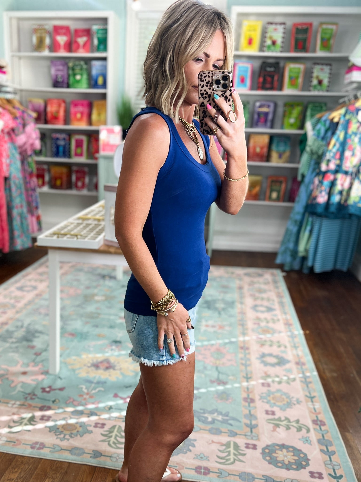 Classic Comfort Ribbed Tank - Navy