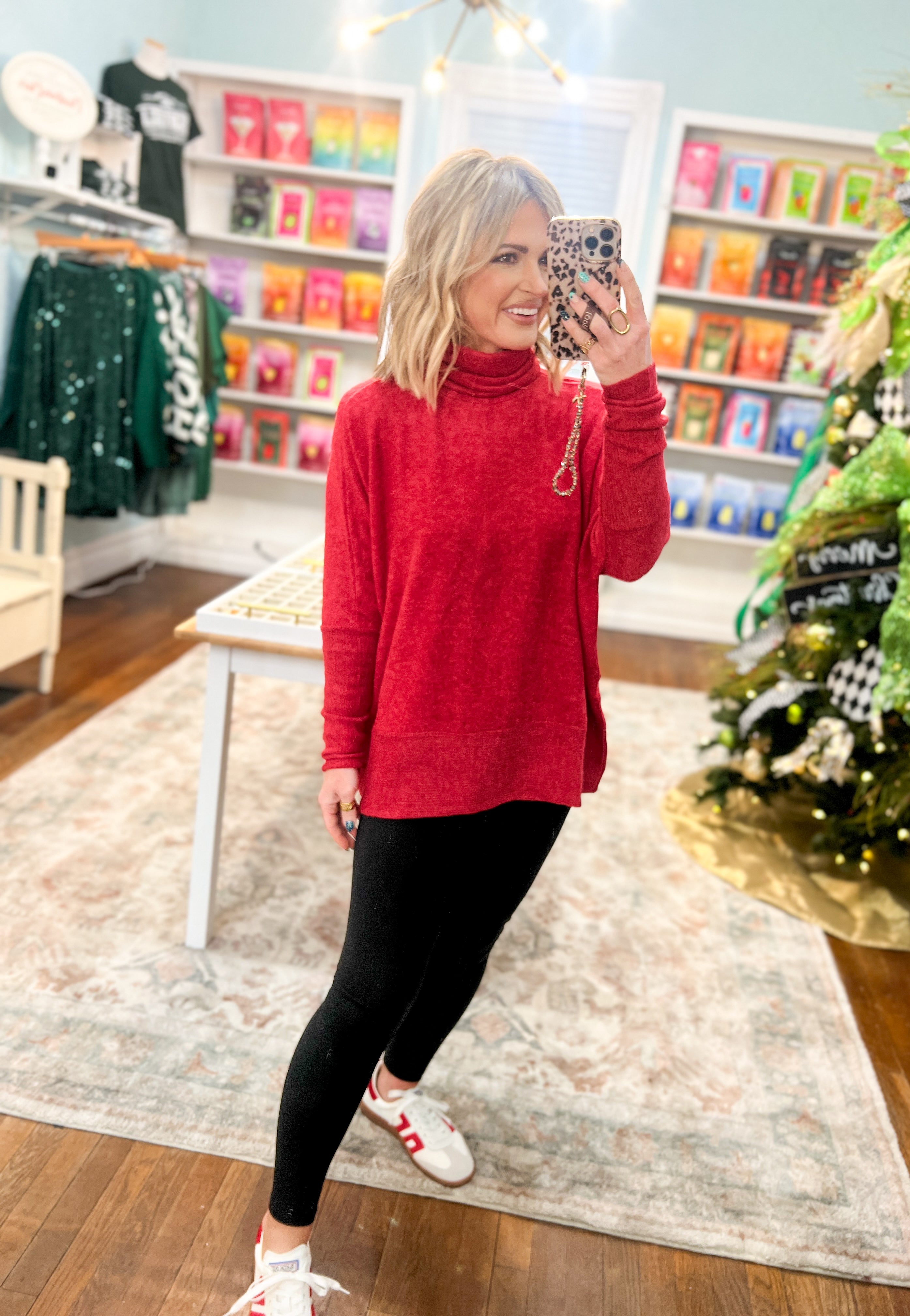 Full of Warmth Turtle Neck Sweater - Dk. Red