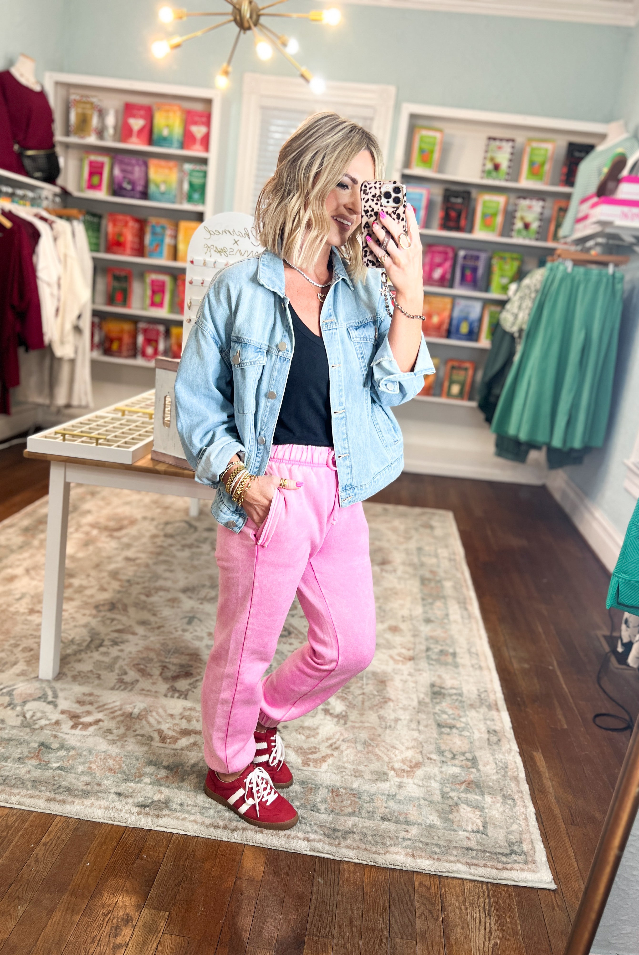 Carefree Agenda Acid Wash Joggers - Candy Pink