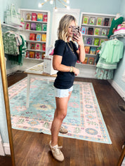 Basic Language Short Sleeve Top - Black