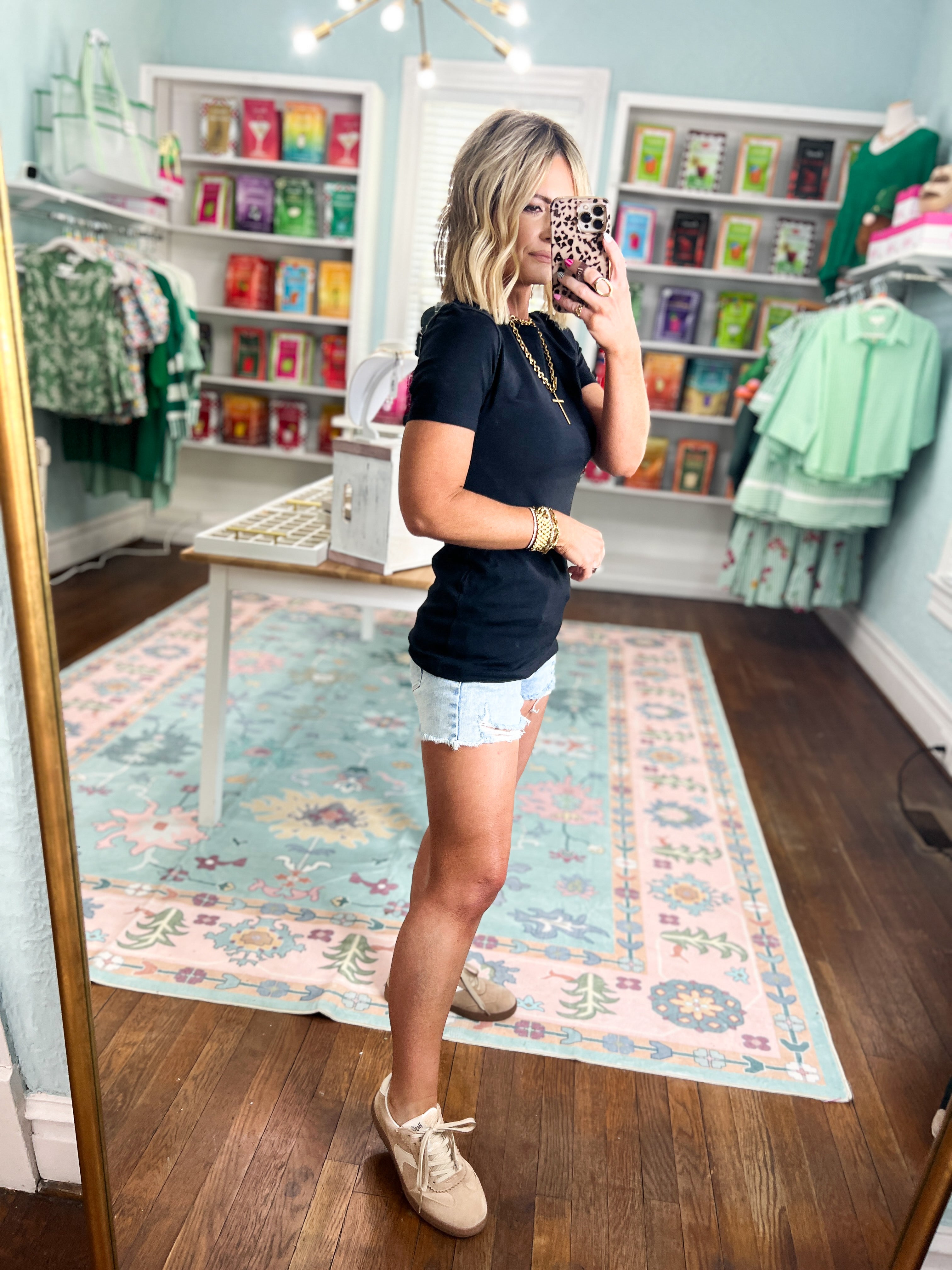 Basic Language Short Sleeve Top - Black
