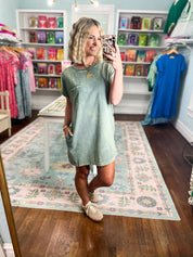 Just Stay Washed T-Shirt Dress - Ash Jade