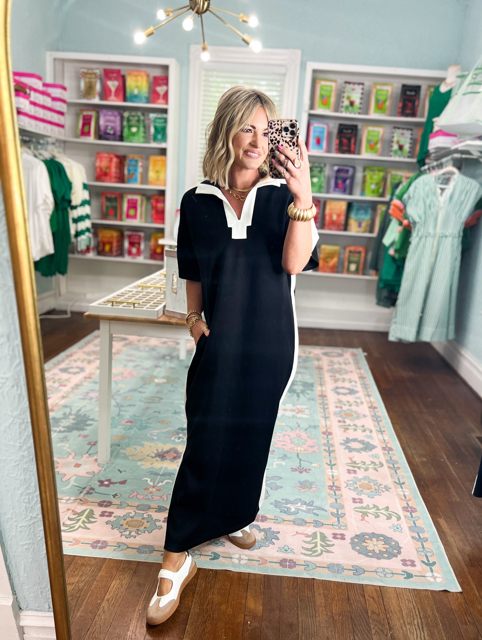 Coastal Drive Colorblock Midi Dress - Black