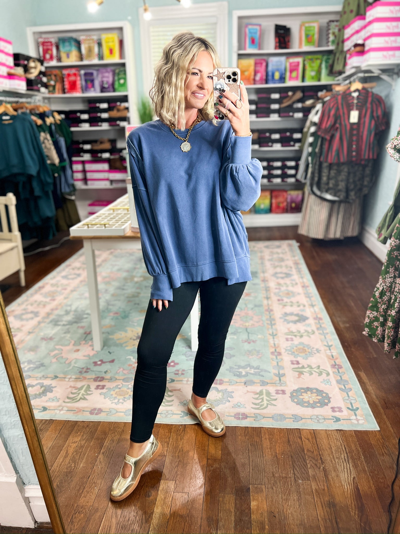 Simply Well Oversized Raw Edge Sweatshirt - Navy