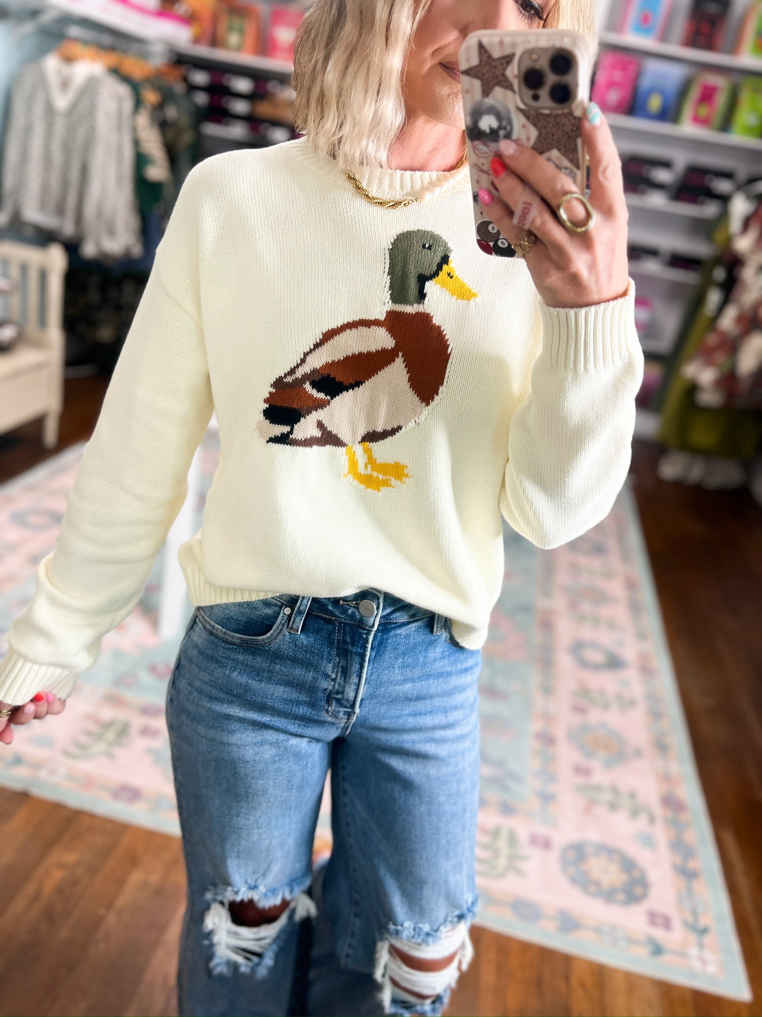 Mallard Moments Knit Sweater - Cream