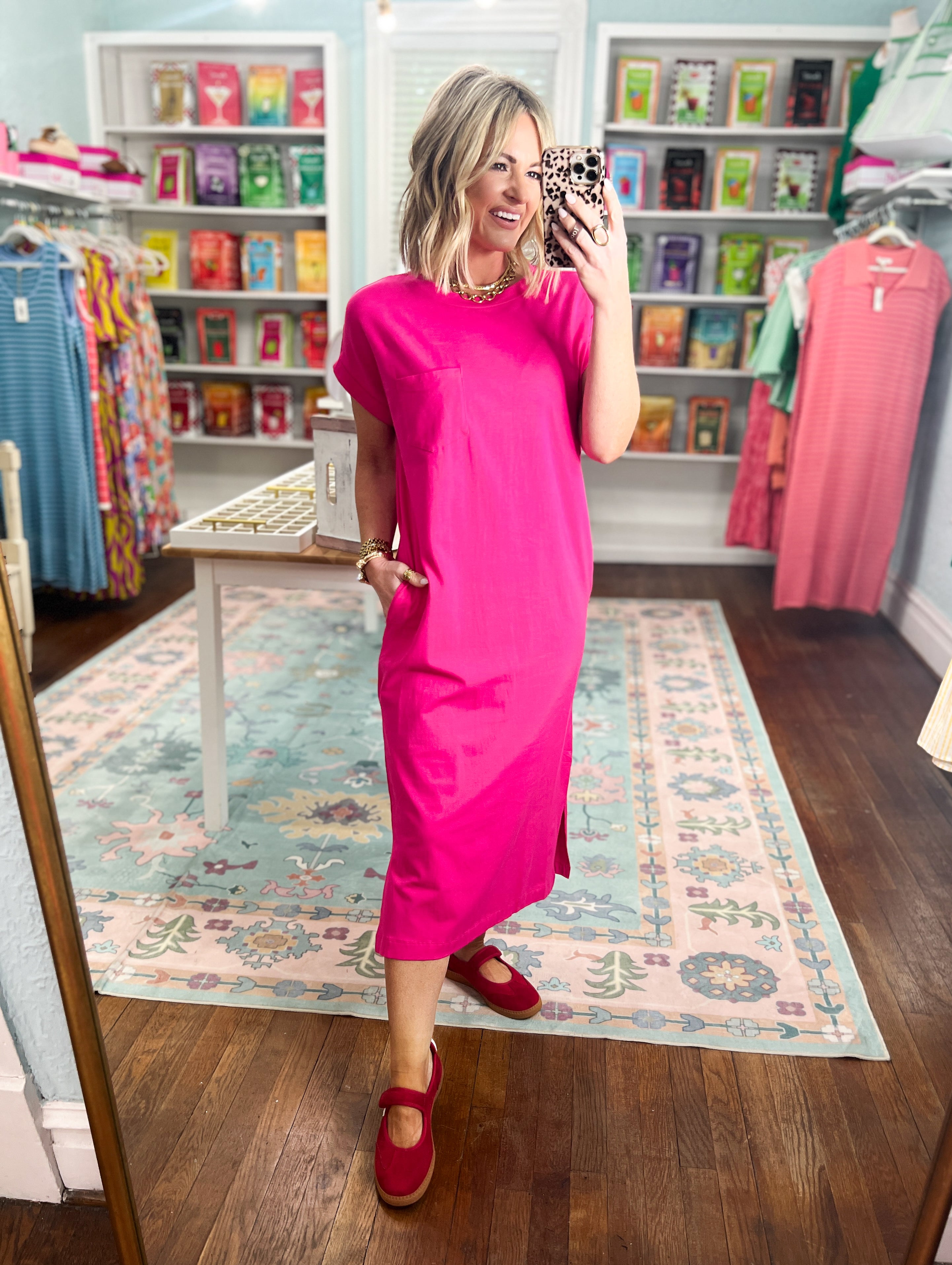 A Clear Mind Midi Dress - Hot Pink