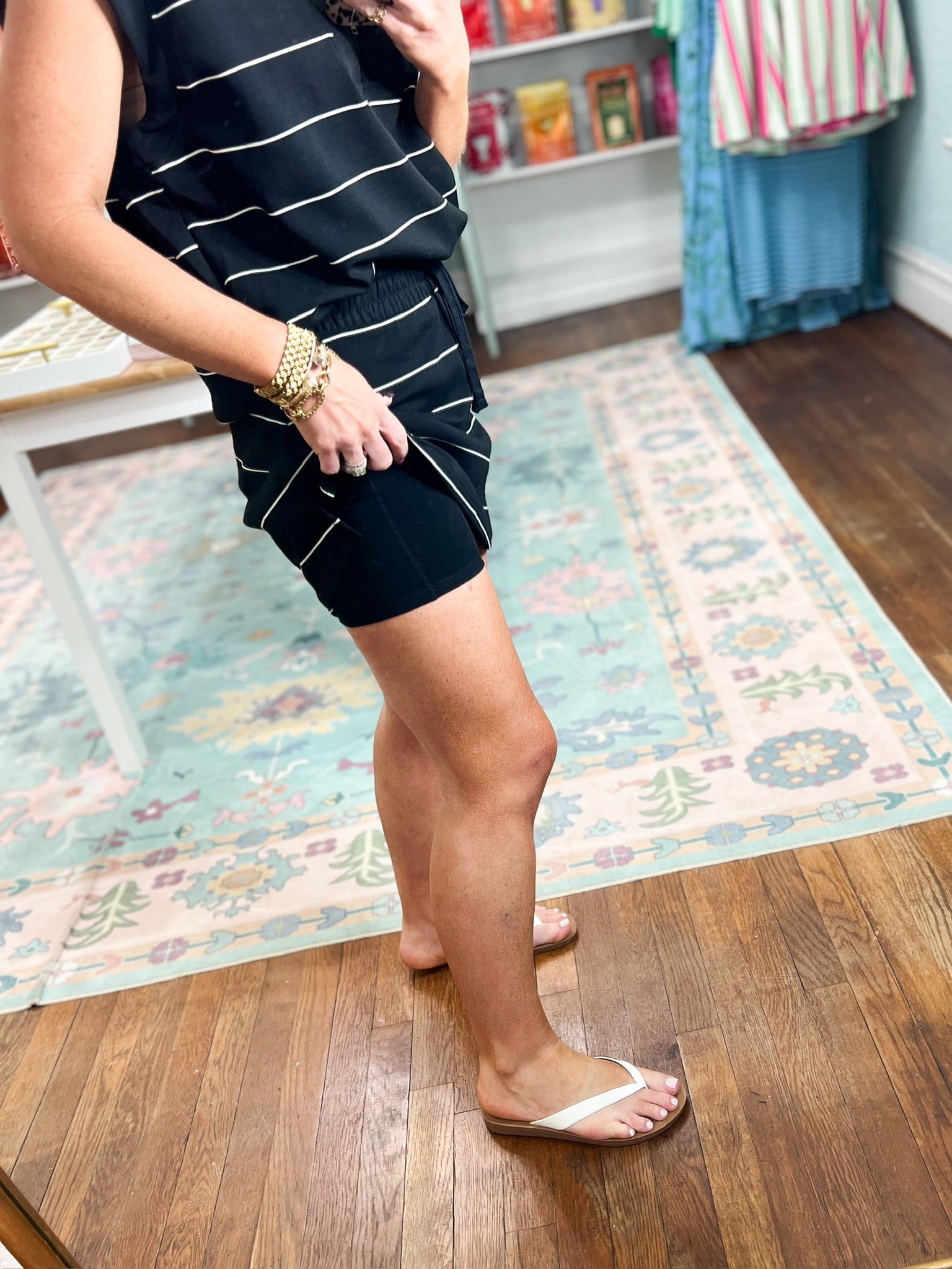 At a Moments Notice Stripe SKORT - Black